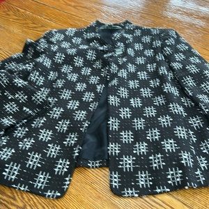 Austin Reed London-New York black/white silk blend blazer.  Lined.  Size 12.